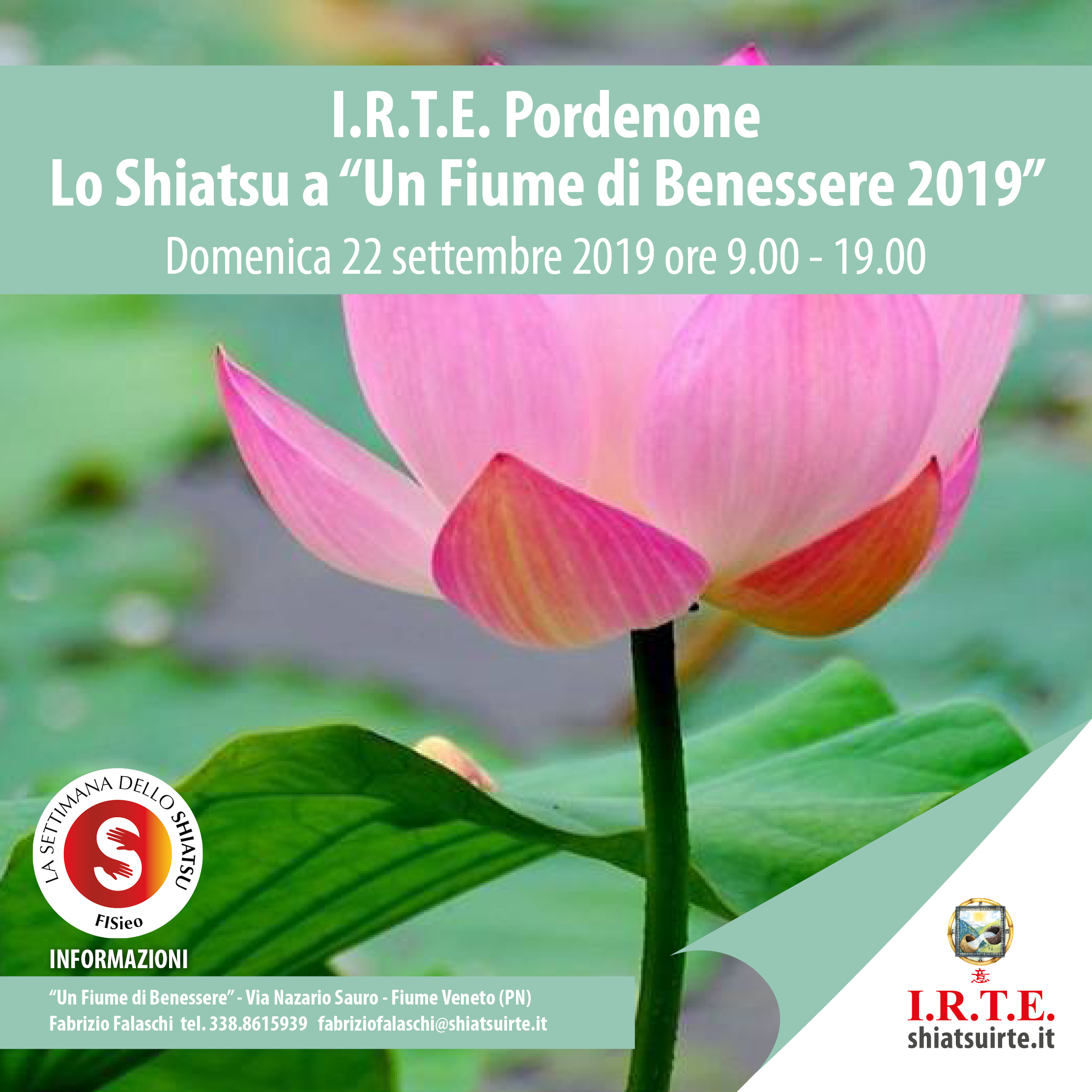 22 settembre 2019: lo Shiatsu I.R.T.E. a &quote;Un Fiume di Benessere&quote; - Bannia di Fiume Veneto (PN)